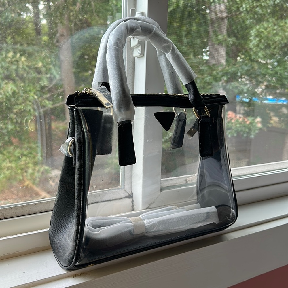 Stadium- and State Fair-Friendly See Thru Purse (Black and Gold Accents)